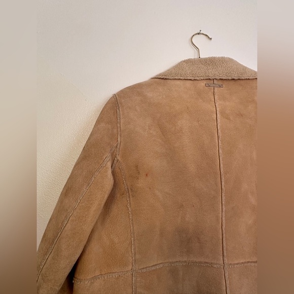Guess y2k Suede Leather Faux Shearling Penny Lane Long Coat Jacket Size Large - Picture 7 of 7